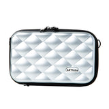 Suitcase Hard Case Clutch - Silver with Embossed Shapes