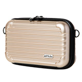 Suitcase Hard Case Clutch - Golden with Embossed Lines