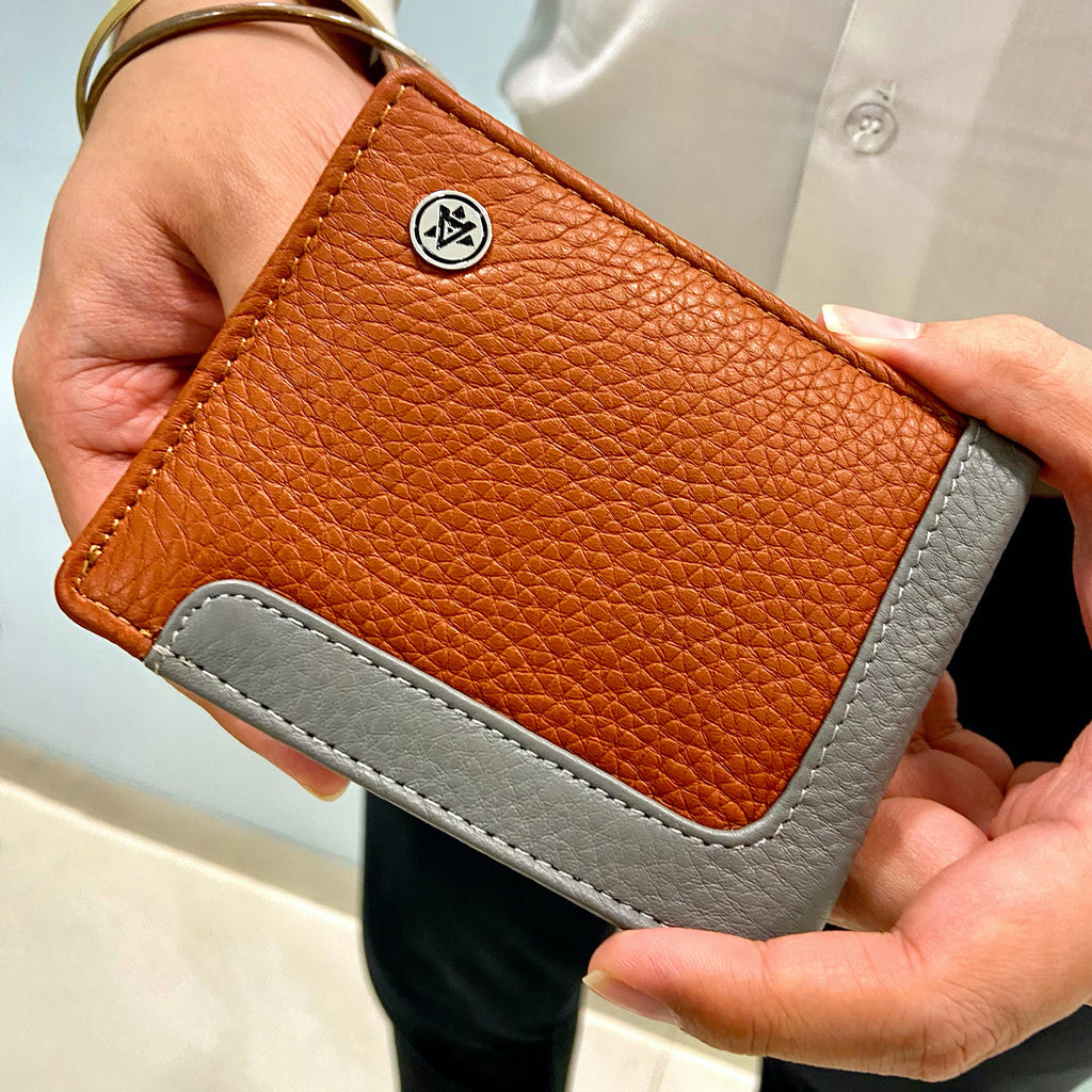 Genuine Leather Brown Grey Wallet